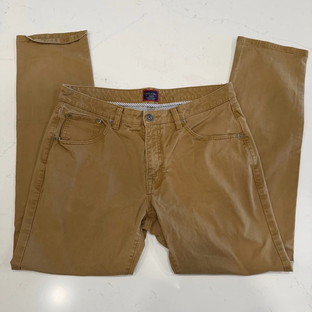 Untuckit Men’s Don Santiago Straight Leg 5 Pocket Pant Khaki 34x32